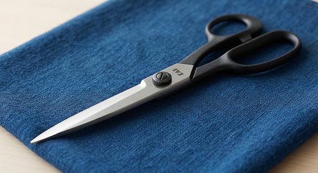 KAI scissors on blue denim