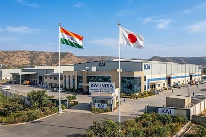 KAI India manufacturing facility in Neemrana, Rajasthan, with Indian and Japanese flags