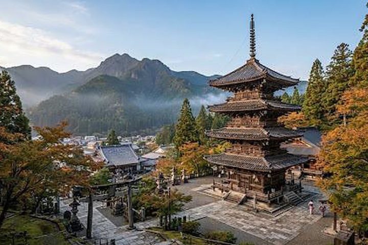 Pagoda and autumn forest in Seki, Japan